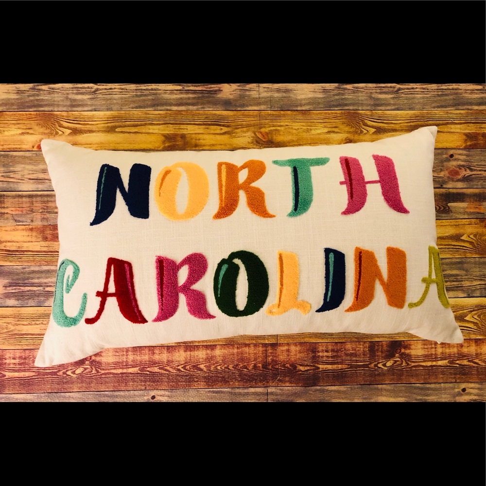 Embroidered North Carolina State Pillow Cover